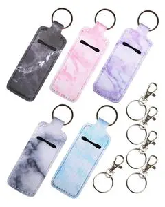 Outdoor Carry Simple Reusable Lip Balm Holder Keychain Women Girls' Chapstick Lipstick Pouch Promotional Offset Metal Plastic