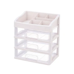 Plastic Desktop Sundry Storage Case 3 Drawers Cosmetic Makeup Organizer Plastic Storage Box with Drawer Lipsticks Holder