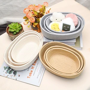 Cotton Thread Woven Small Storage Basket for Desktop Fabric Storage and Miscellaneous Item Organizing