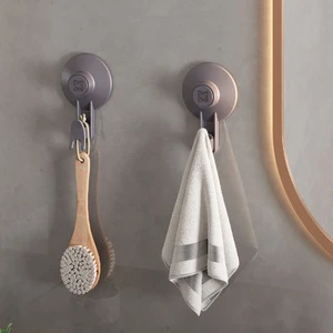 New Design Plastic Waterproof Wall Hook Vacuum Suction Bathroom Organizer Accessories For Hanging Clothes For Household Use