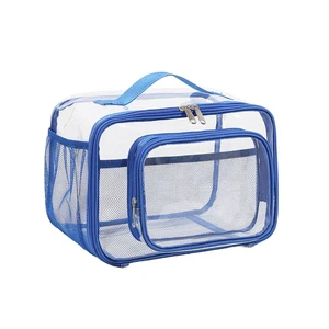 Custom High-Capacity Transparent Clear Bath Wash Travel Portable Makeup Bag Skincare Toiletry Pvc Lunch Cosmetic Bag for Adults