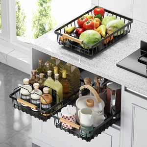 Pull Out Cabinet Organizers Under Sink Storage Metal Sliding Drawers Shelves for Kitchen Bathroom Closet Organization
