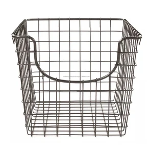 Wire Basket Storage Handmade Iron Storage Basket Black for Kitchen Pantry Cabinets Closet & Garage Shelves by Ambience Lifestyle