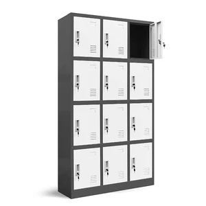 Hot Sale Low Price Key Lock Electronic Lock Ventilated Moisture Resistant Assembled 12 Door Steel Cabinet Locker Rust Resistant