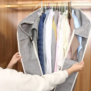 Cotton and Linen Thick Clothing Dust Cover Breathable Zipper Suit Down Jacket Hanging Protective Bag