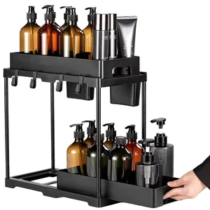 Wholesale Plastic Double Sliding Cabinet Organizer Drawer Standing Type Home and Kitchen Organizers and Storage