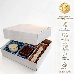 Integrated Design Agency Luxury White Textured Gift Box Satin Lined Compartments Christmas Holiday Total Solution Deal
