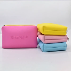 Custom TPU Brand logo Neoprene Makeup Bag with Zipper Closure Waterproof Lip Gloss Cosmetic Storage Bag Travel Storage Bag