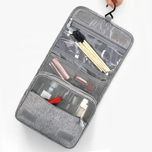 Large Capacity Hanging Travel for Toiletry Bag Elastic Band Holders Bathroom Organizer Kit for Toiletries Makeup Zipper Closure