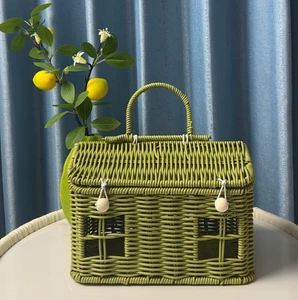 New Creative Kid Woven Storage Basket House Shaped with Handle Rattan Material Wholesale From Vietnam
