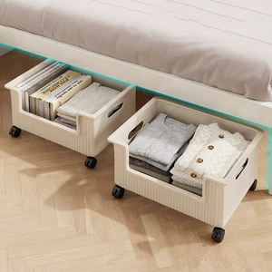 Modern Under-Bed Storage Box with Wheels Movable Organizer Drawer-Type Rectangle Plastic Clothes Storage