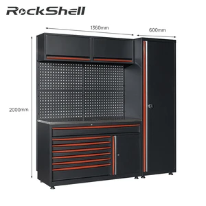 Rockshell OEM OBM Modular Heavy Duty Garage Storage Cabinet with Cold Rolled Steel 1000kg Load Capacity Combination Workstation