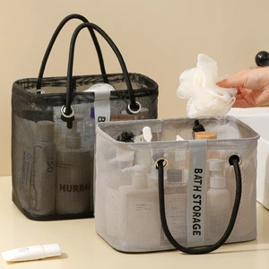 Plastic Mesh Bag Drain Tote Bag Bathroom Toiletry Storage Basket