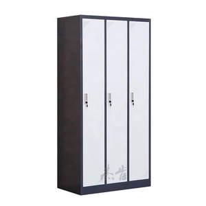 Modern 3 Door Steel Storage Locker Cabinet Lockable Metal Staff Clothes Wardrobe for Office Gym School Dormitory