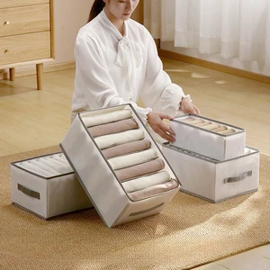 Whosale Foldable Clothing Quilt Closet Storage Organizer Under the Bed PVC&PP Storage Bag with Sturdy Handle, Six Compartments