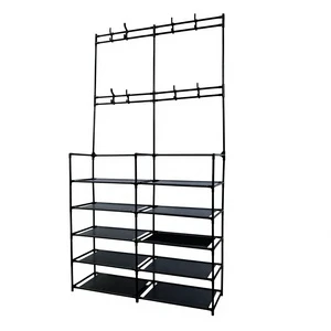 Double-row Coat Rack Hat and Shoe Rack Household Clothes Rack Kitchen Storage Rack Storage Box Kitchen Storage Clothes Rack