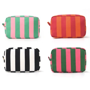 Feihong Cross-border Striped Cosmetic Bag Corduroy Large-capacity Portable Toilet Bag Travel Fashion High-value Storage Bag