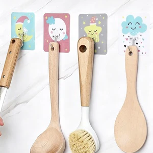 Creative Pattern Adhesive Wall Hook No Drill Traceless Punch-Free Decorative Hanger for Entryway Key Bag Coat Bathroom Storage