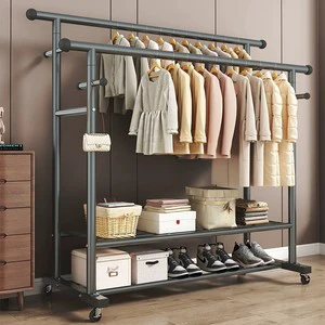 Metal Floor Drying Rack Coat Rack Clothes Hanger Storage Modern Minimalist Mobile Home Bedroom