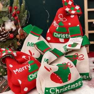 Christmas Knit Textile Packaging Bags Festive Cozy Design for Storage and Organization