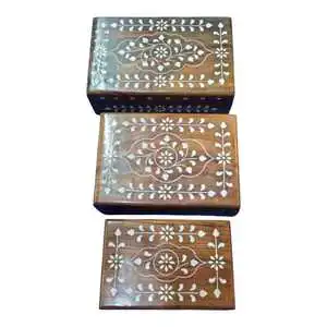 Set of Three Wooden Handcrafted Jewelry Organizers for Christmas Rings Necklaces & Cosmetics