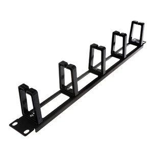 ZHEFAN 1U 19 Inch Mount Metal Cable Organizer 5- Ring Plastic Cable Manager Wiring Accessories for Server Cabinet