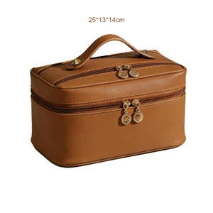 Toiletry Bag Large Capacity Durable PU Leather Portable Travel Organizer Handle Waterproof Makeup Toiletries Storage Bag Zipper