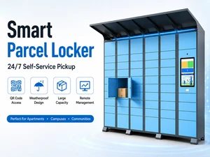Intelligent Parcel Storage Locker with Rain Canopy, Waterproof Outdoor Delivery Box for Residential Area & Office Building