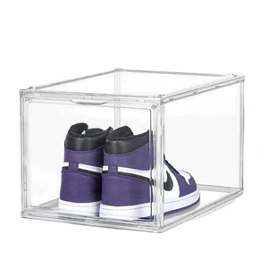 Stackable Clear Plastic Shoe Storage Boxes Shoe Organizer with Lid Rectangle for Sneakers, Boots & Closet Organization