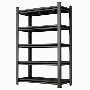 5 Tier Adjustable Metal Shelving Unit 2200LBS Capacity Black Storage Shelves for Garage Requires Assembly