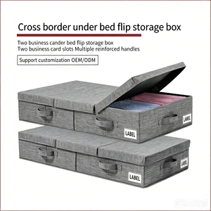 Water Proof Foldable Under Bed Storage Box with Lid Fabric Underbed Organizer with Handles & Label Holders for Clothes Bedding