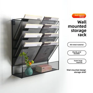 A3 Wall-Mounted Metal File Rack Multi-Tier Storage Shelf Document Tray Office Home Document