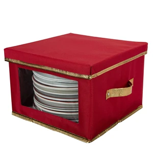 Portable Waterproof Holiday Dinner Plate Dinnerware Storage Box Durable Tableware Storage Christmas China Flatware Storage