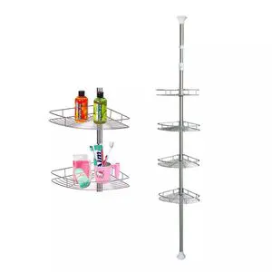 Modern Eco-Friendly Stainless Steel Wall Mounted Folding Waterproof Four-Layer Triangular Design Bathroom Corner Storage Rack