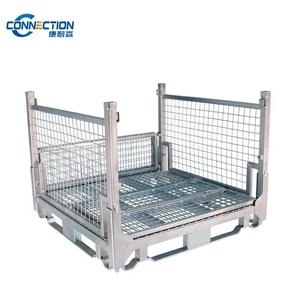 Heavy Duty Warehouse Storage Durable Container Iron Metal Gitterbox Pallet Cage Lockable Stackable Folding Mild Steel Storage
