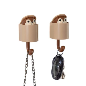 ANYA Cute Animal Hook Key Storage Rack Clothes Organizer Waterproof Wall Mounted Plastic ABS Adhesive Sticker Squirrel Wall Hook