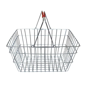New Design Supermarket Shopping Basket With Double Handles Metal Basket for Retail Store