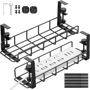 Metal Cable Organizer Home Electric Wire Storage Rack Under Desk Cable Management Tray