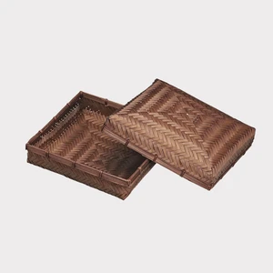 Handmade Eco-Friendly Folding Natural Bamboo Weaving Gift Box Home Decoration Basket Christmas Easter Traditional Cake Candy