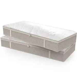 Oyvb-1112 Non Woven 120g Under Bed Storage Bag Collapse and Fold with clear PVC Cap 4 Pack Under Bed Storage Bags
