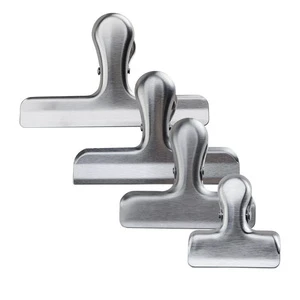 4 Pack Stainless Steel Chip Clips Heavy Duty Food Grade Eco-Friendly Folding Bag Clips for Coffee & Snack Sealing Office Use