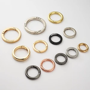 Custom Logo Long Lasting Zinc Alloy Spring Gate Ring Hook Snap Clip Bag Hardware Strap Buckle For Handbag Purse Tote DIY Craft