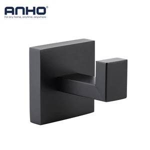 Matte Black Stainless Steel Single Wall Hook Novelty Design for Bathroom Household Storage
