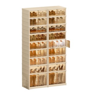 Plastic Shoe Rack 5Tier Space Saving Shoe Organizer Stackable Storage Shelf for Bedroom Entryway