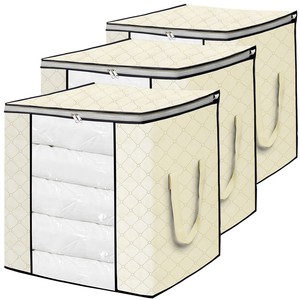 Fashion New Design With Sturdy Zipper Two Handles Foldable Non-woven Underbed Storage Bag For Clothing Blanket Mattress Quilt