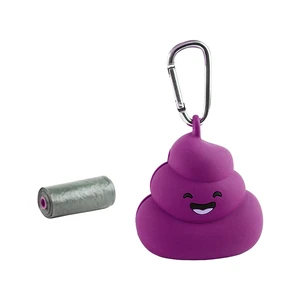 Silicone Portable Poop Bag Holder Dog Cat Dispenser Novelty Dispenser With Carabiner And Plastic Bag