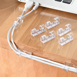 Transparent Self-Adhesive Modern ABS Plastic Wire Clip Network Cable Organizer Wall Mountable Household Storage Holder