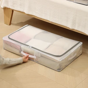 Underbed Clothes Storage Organizer Bin Transparent PVC Foldable Storage Box