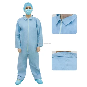 Waterproof Dustproof and Breathable Disposable Spunlace Nonwoven Protective Workwear Blue Disposable Protective Clothing