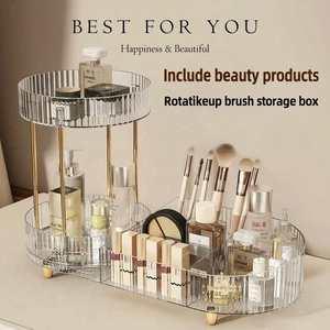 Plastic Rotating Storage Box Vanity Top High-Style Large-Capacity Cosmetic Organizer Multipurpose Rack Skincare Items